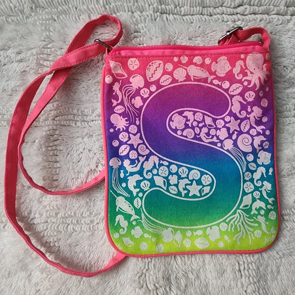 Justice mermaid gradient multicolor coral beach theme Crossbody bag